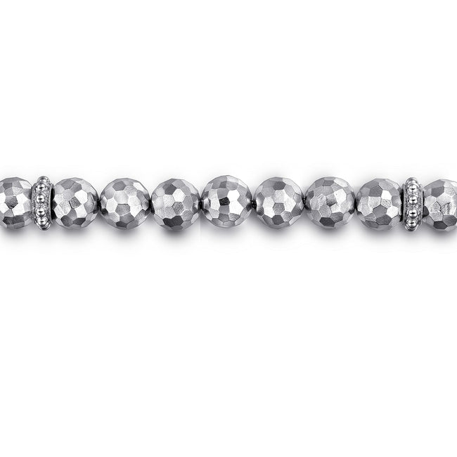 8mm Sterling Silver Faceted Bead Bracelet