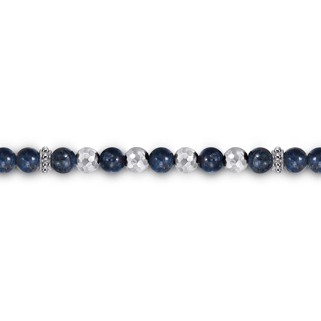 925 Sterling Silver and 6mm Pietersite Beaded Men's Bracelet