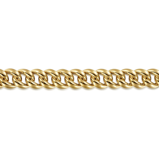 14K Yellow Gold 10mm Width Classic Plain Men's Cuban Bracelet