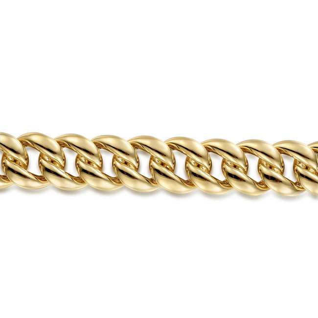 14K Yellow Gold 14mm Width Classic Plain Men's Cuban Bracelet