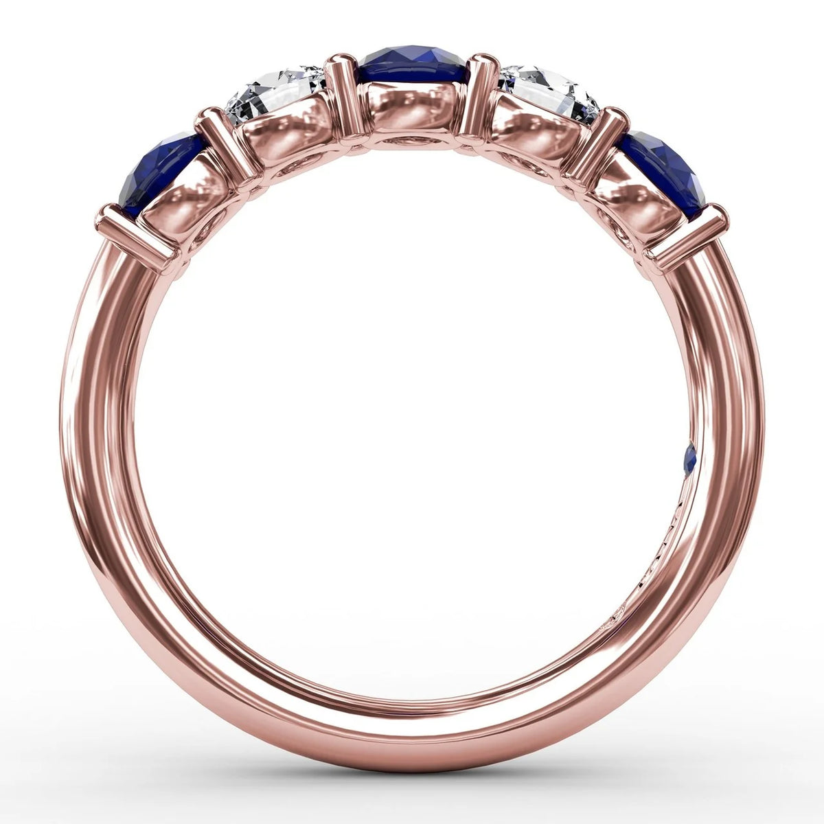 Chunky Sapphire and Shared Prong Anniversary Band