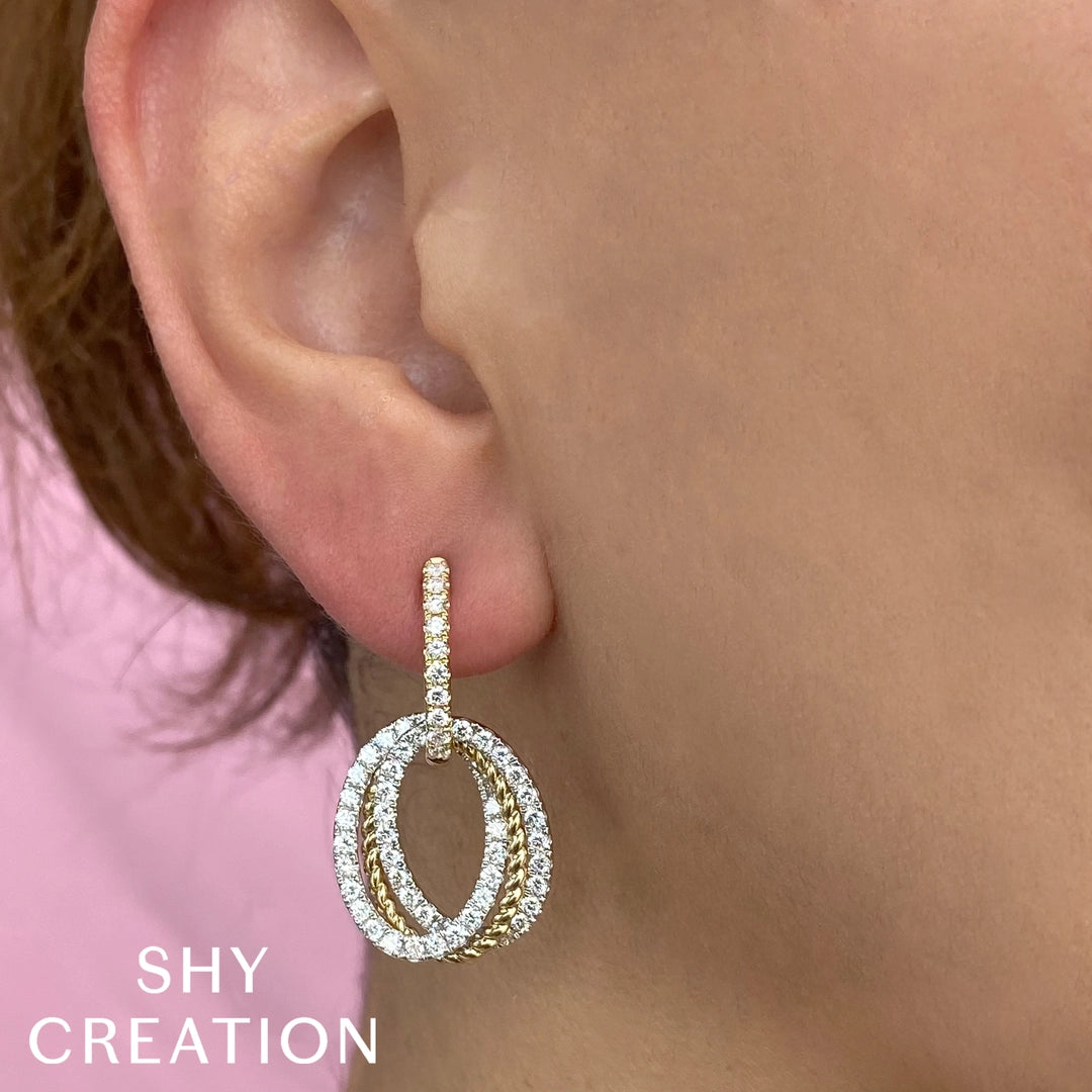 2.33CT 14K2T Y/W DIAMOND OVAL EARRING
