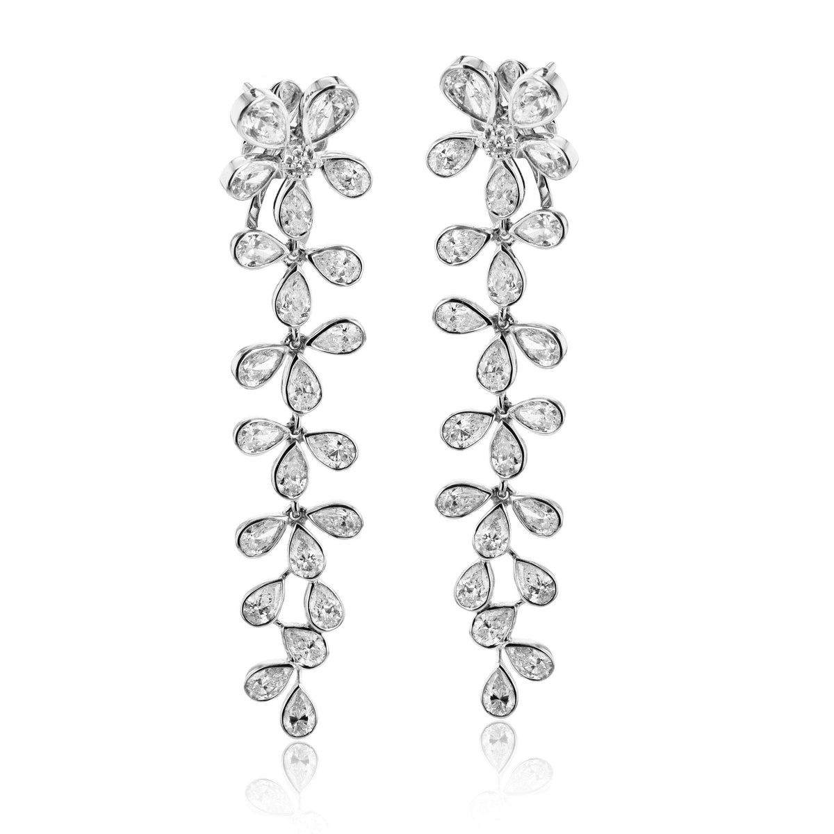 Flower Drop Earrings in 18k Gold with Diamonds - Simon G. Jewelry