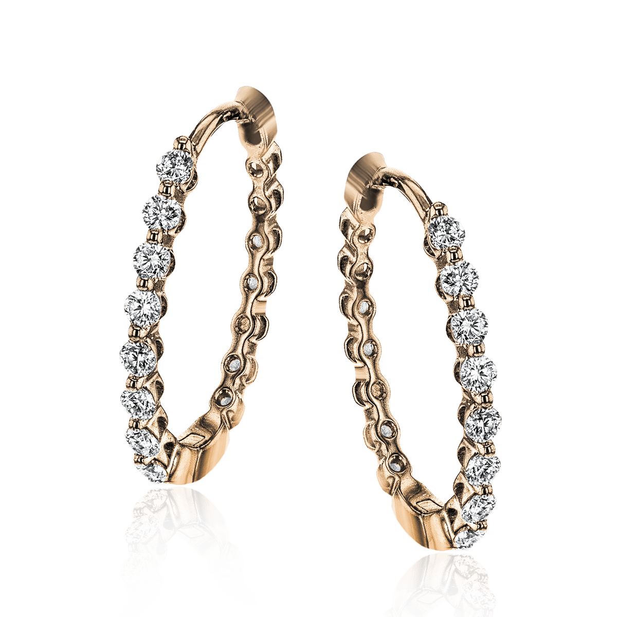 Hoop Earrings in 18k Gold with Diamonds - Simon G. Jewelry