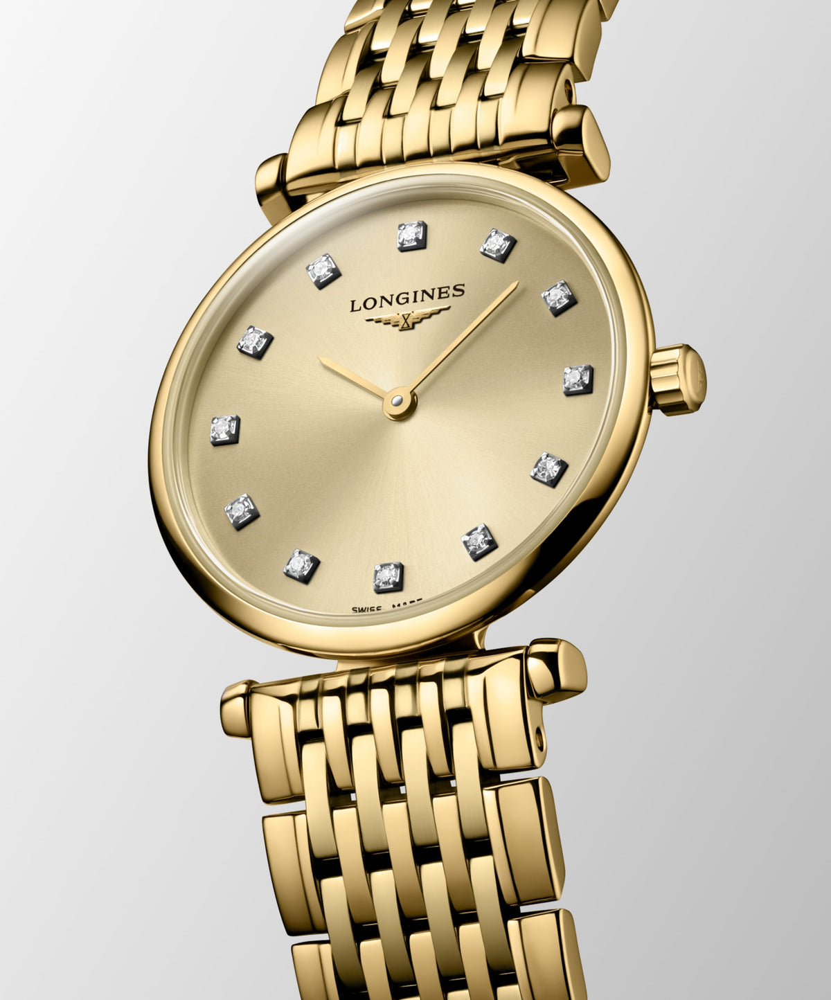 La Grande Classique De Longines 24.00 mm Gilt Yellow PVD coating L4209237E L4.209.2.37.E front and side view