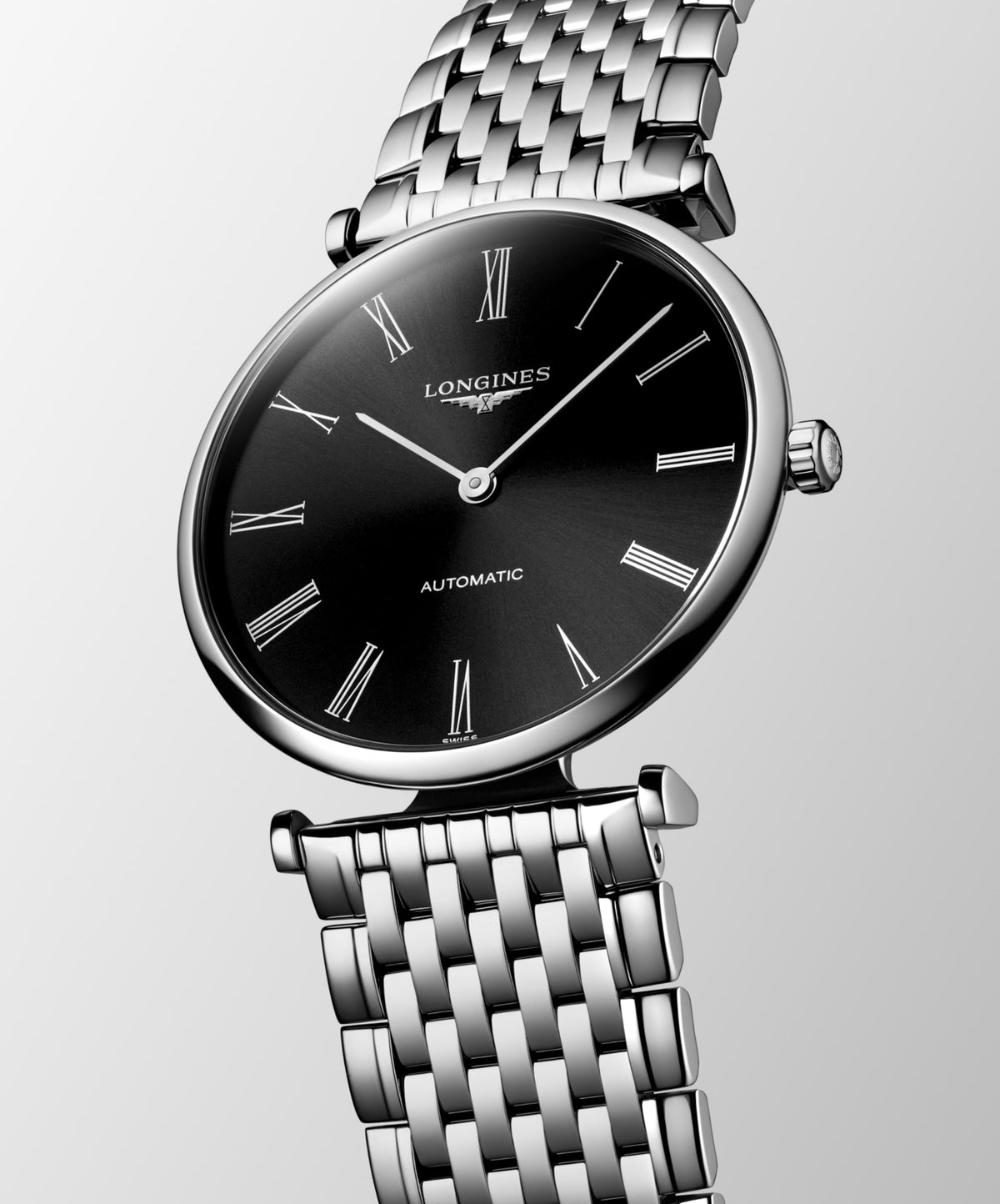 La Grande Classique De Longines 36.00 mm Sunray black Stainless steel L49084516 L4.908.4.51.6 front and side view