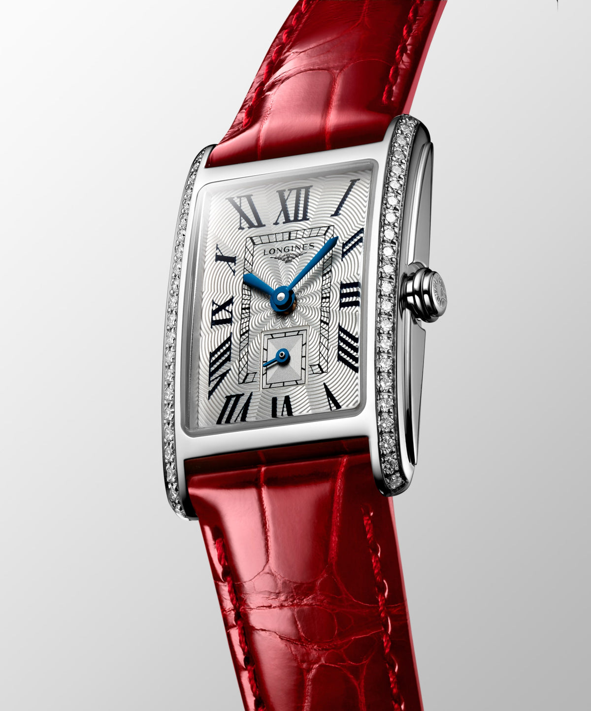 Longines Dolcevita 20.80 X 32.00 mm Silver "flinqué" Stainless steel L52550715 L5.255.0.71.5 front and side view