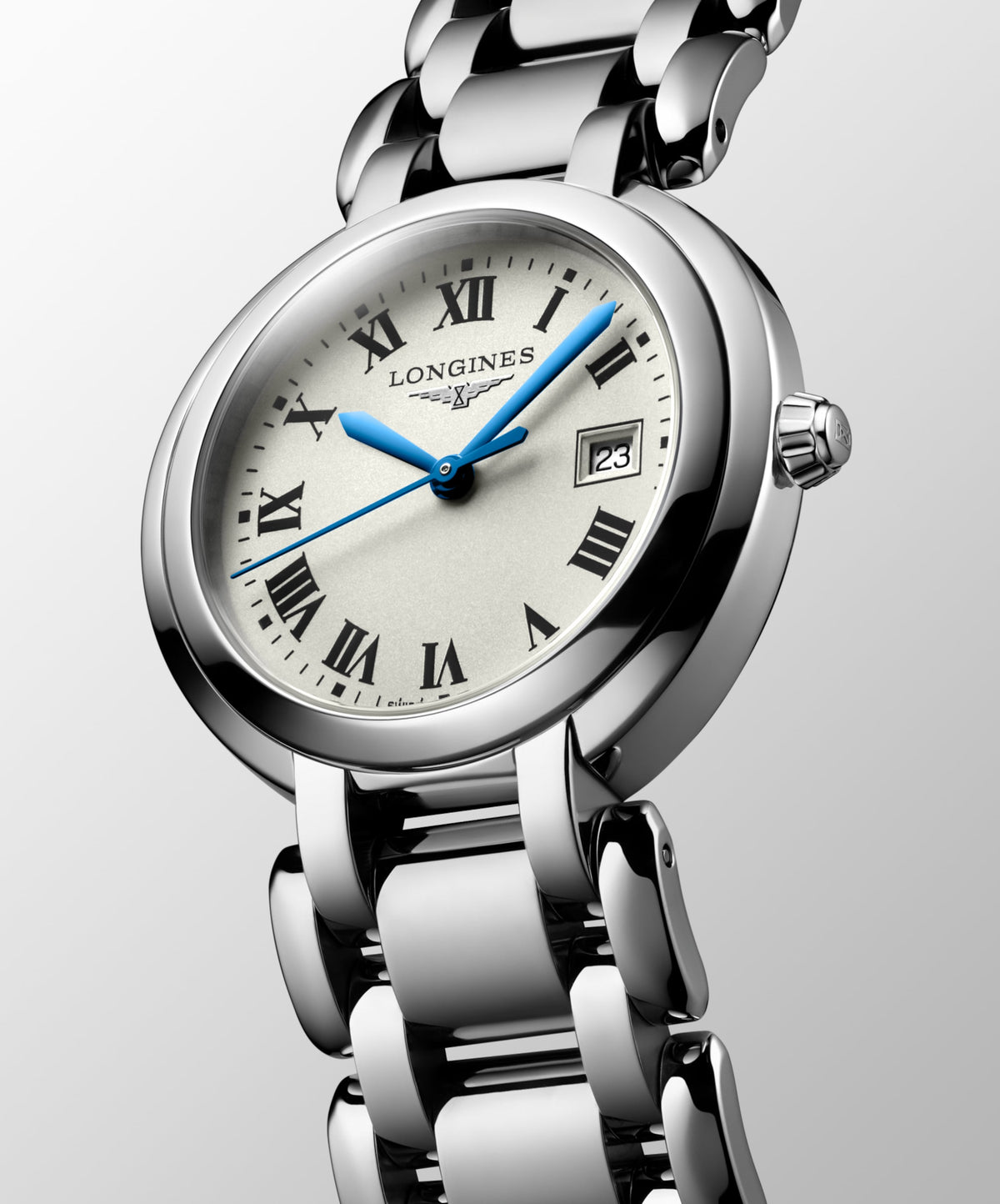 Longines Primaluna 30.00 mm Opaline Ivory Stainless steel L81224716 L8.122.4.71.6 front and side view