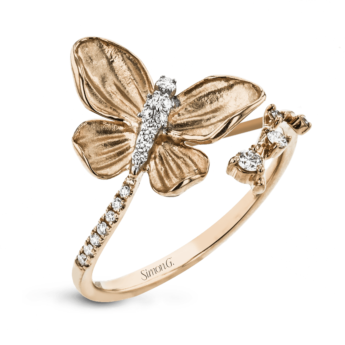 Monarch Butterfly Ring In 18k Gold With Diamonds - Simon G. Jewelry