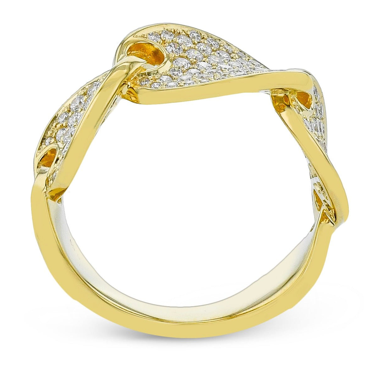 Pavé Link Ring in 18k Gold with Diamonds - Simon G. Jewelry