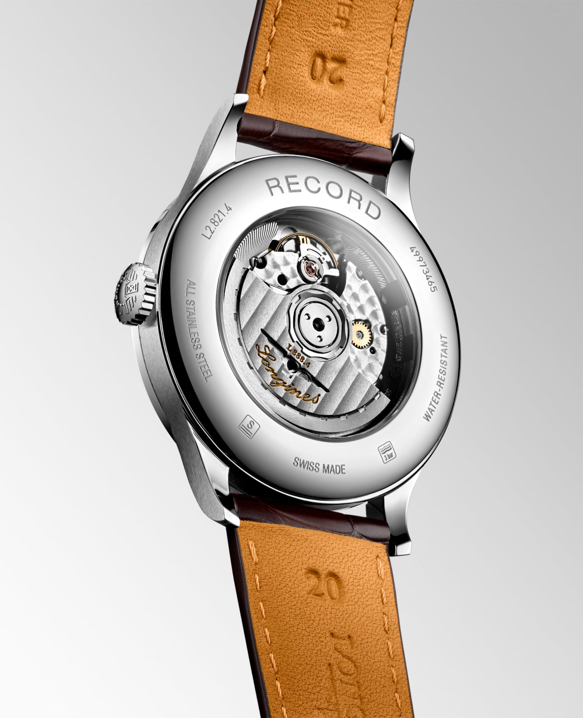 Record 40.00 mm White matt Stainless steel L28214112 L2.821.4.11.2 front and side view