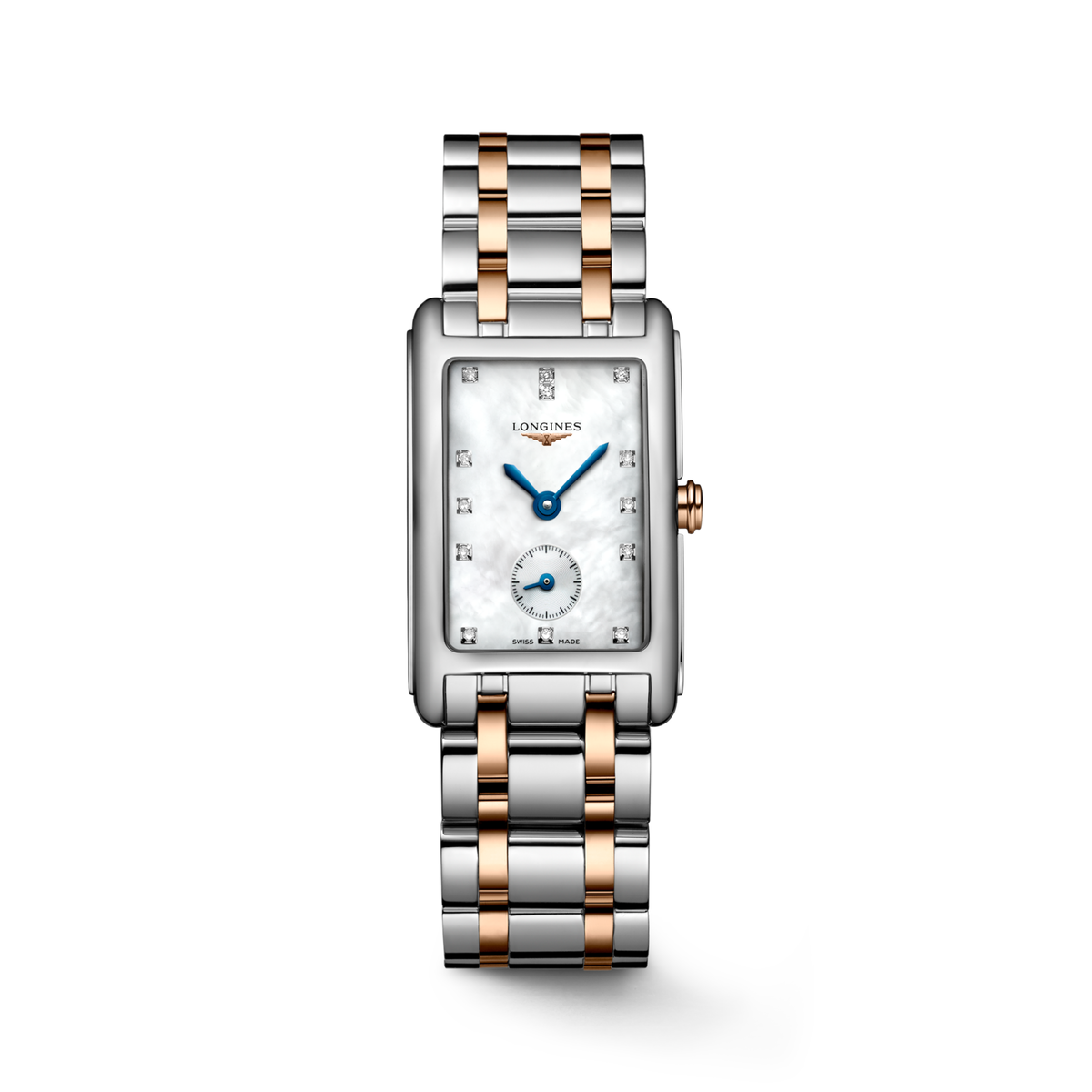 Longines Dolcevita 23.30 X 37.00 mm White mother-of-pearl Stainless steel with rose gold 18 carats crown L55125877 L5.512.5.87.7 front view