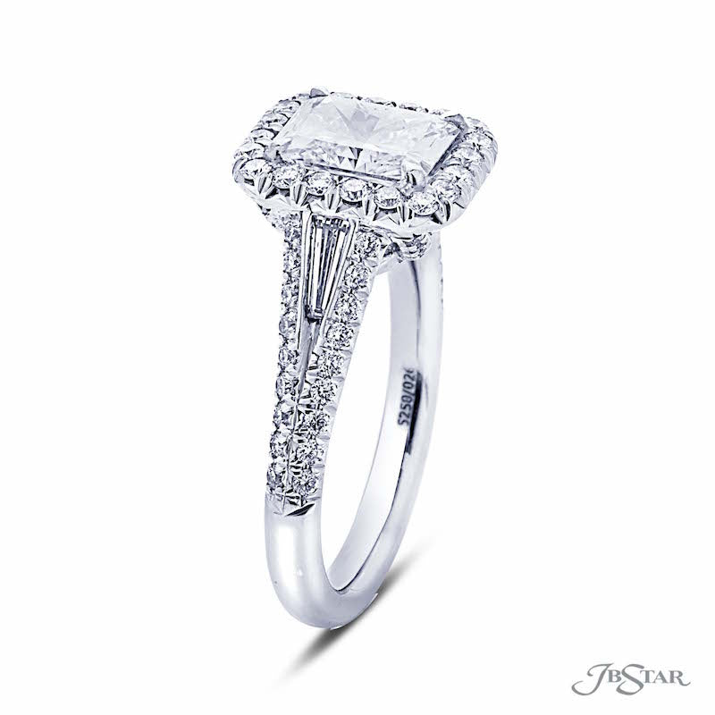 JB Star Platinum Halo Engagement Ring