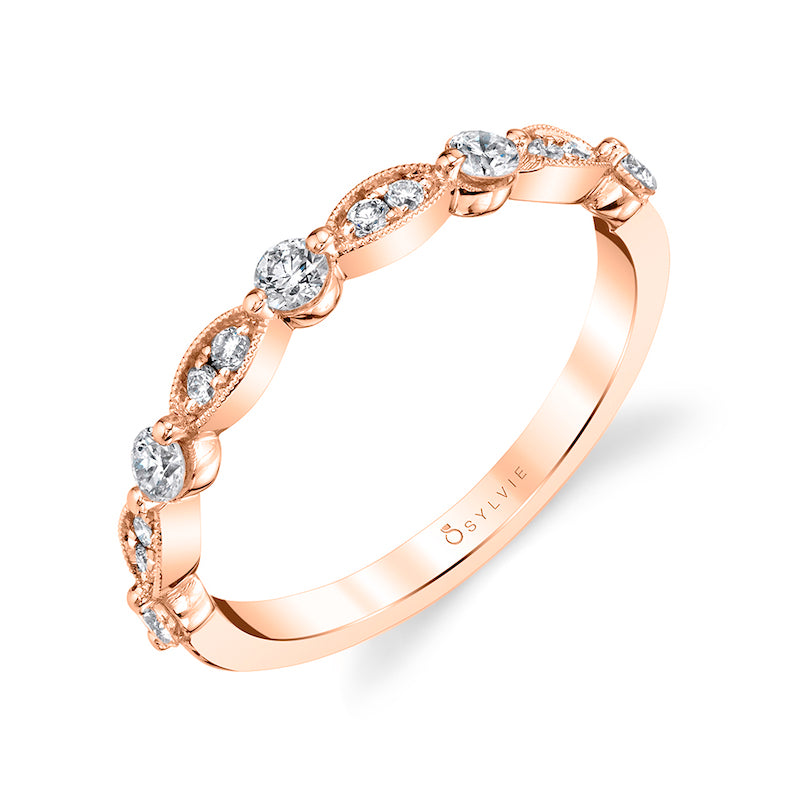 Sylvie 14k Rose Gold Diamond Wedding Band