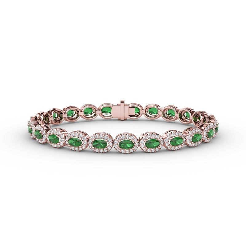 Fana Striking Oval Emerald and Diamond Bracelet