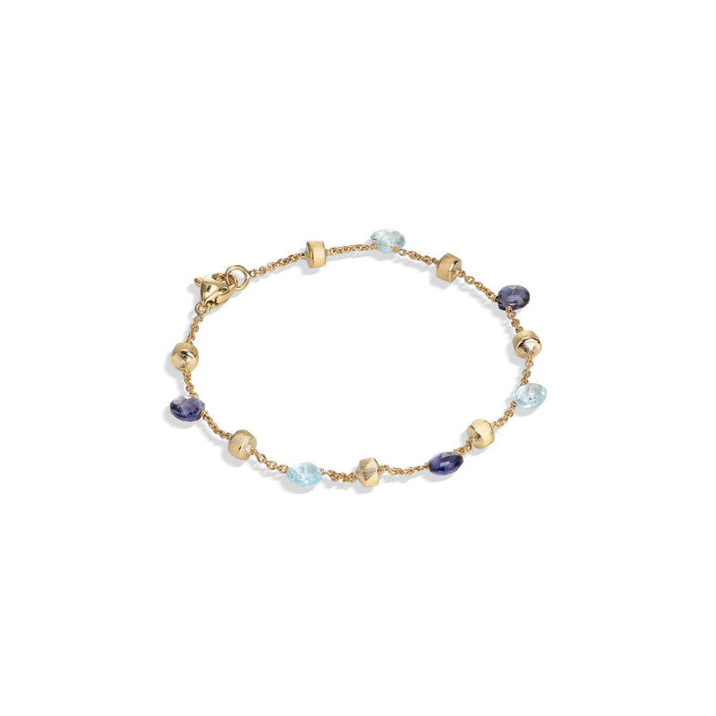 Marco Bicego Paradise Collection 18K Yellow Gold Iolite and Blue Topaz Single Strand Bracelet