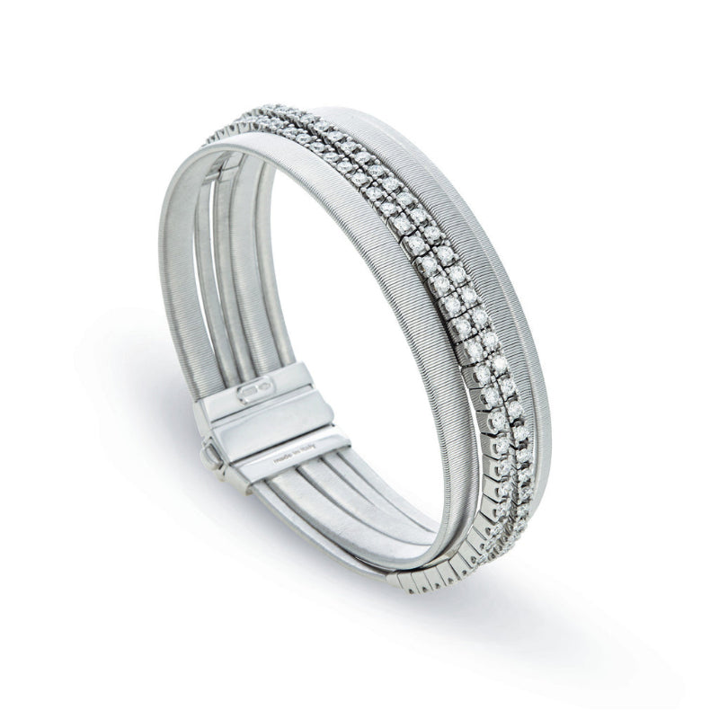 Marco Bicego Masai Collection 18K White Gold and Diamond Five Strand Bracelet