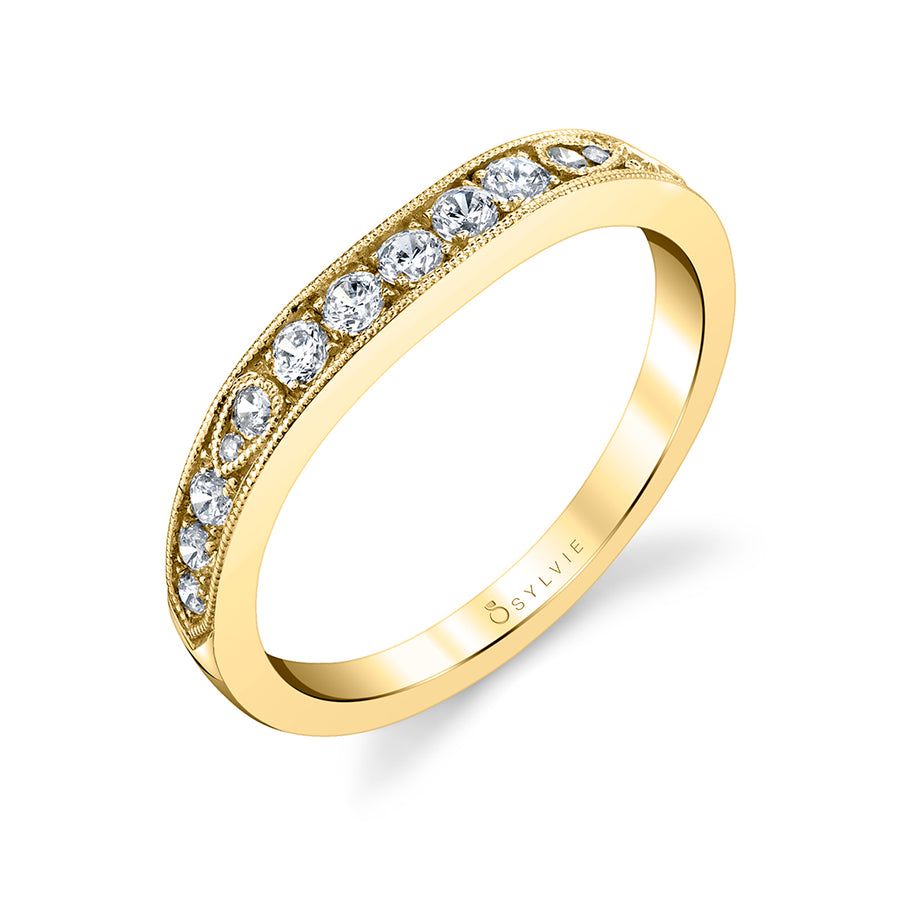 Vintage Inspired Wedding Band with Milgrain Detailing 18k Gold Yellow