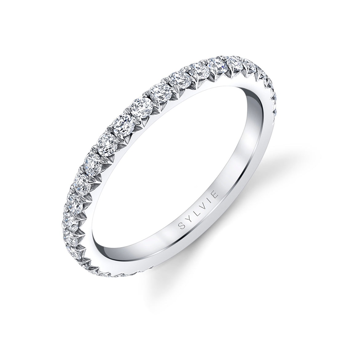 Sylvie Thick Pave Wedding Band - Vanessa 18k Gold White