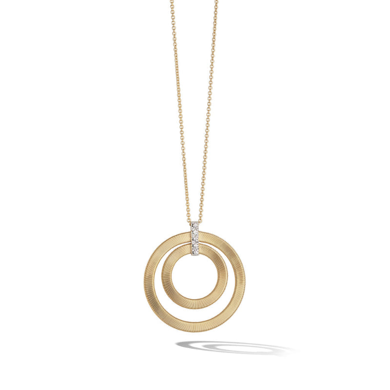 Marco Bicego Masai Collection 18K Yellow Gold and Diamond Double Circle Long Necklace