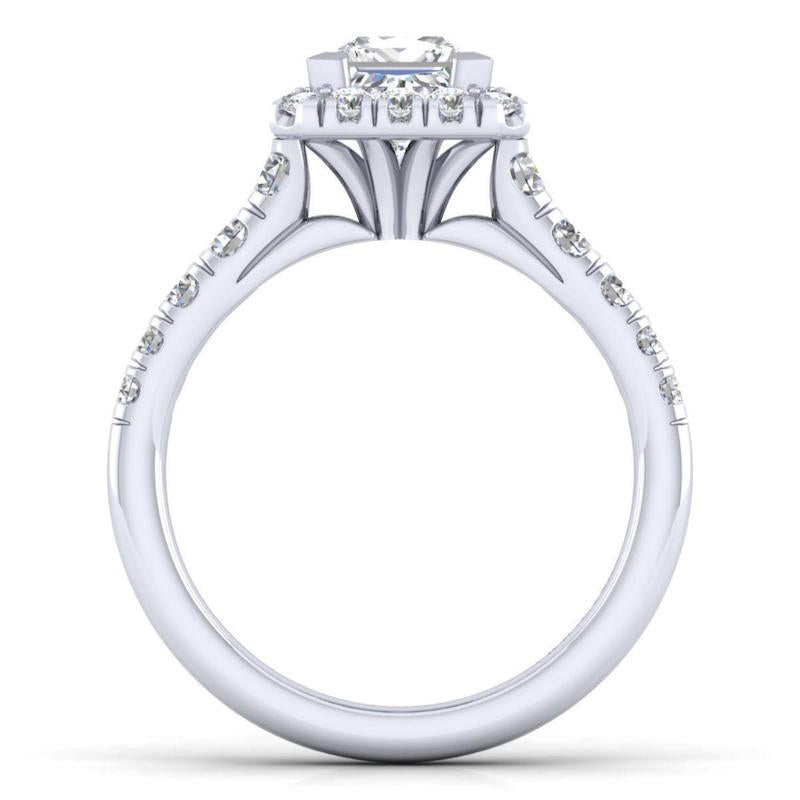 Gabriel & Co. 14k White Gold Contemporary Halo Engagement Ring 