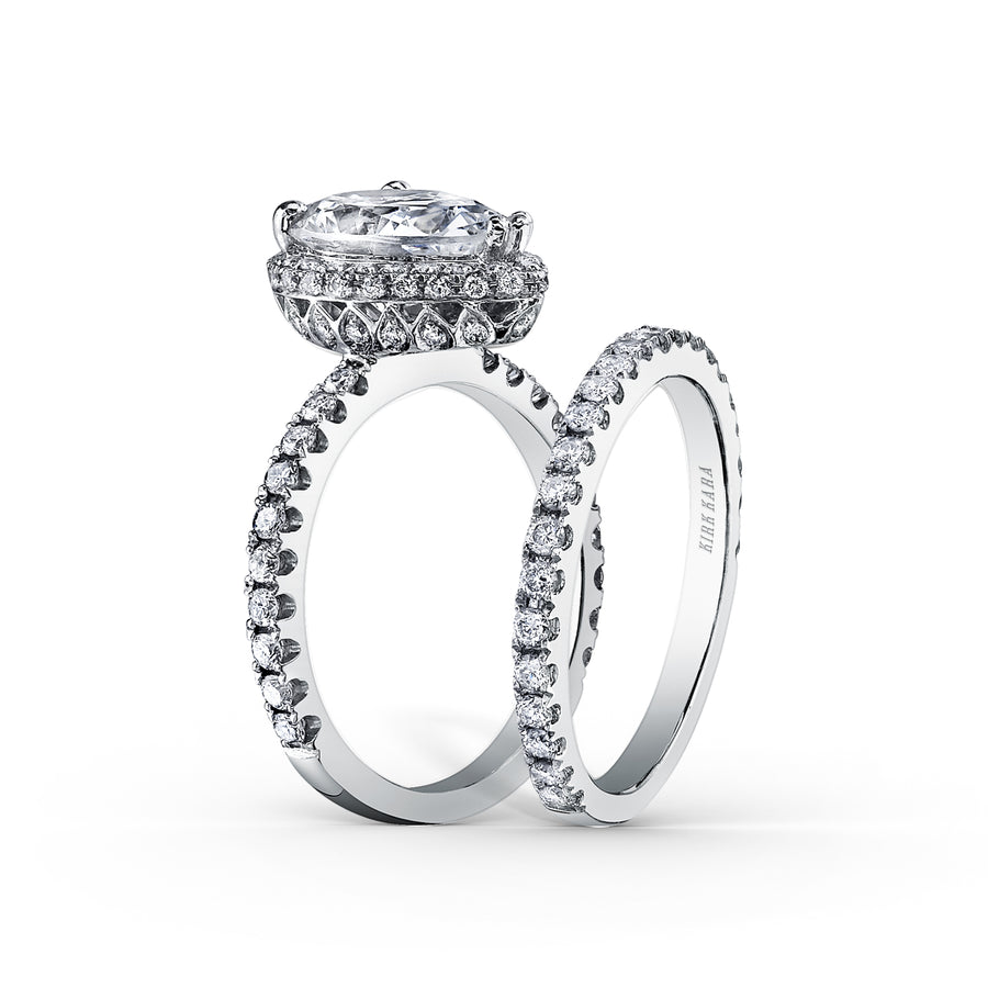 Kirk Kara CARMELLA halo Engagement Rings 18k Gold White 64DR .30 20DR .35 DIAMOND BASKET HALO RING