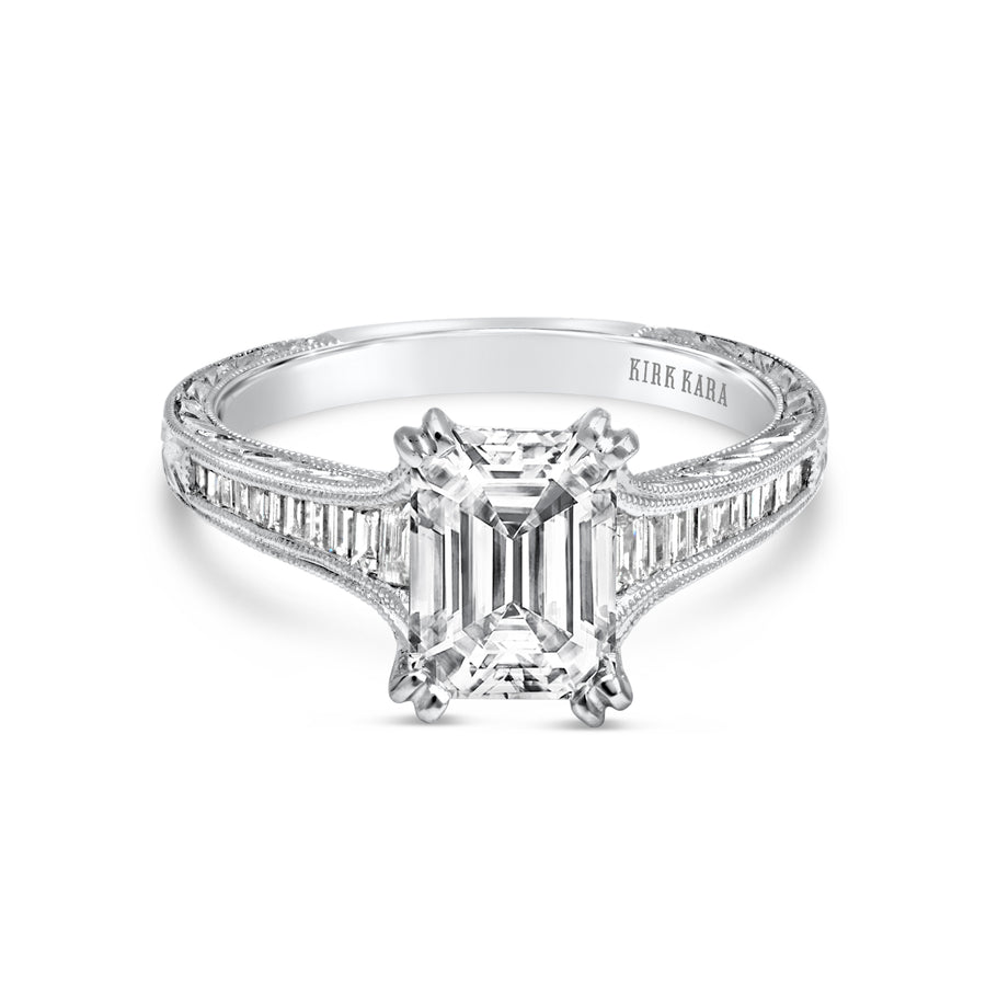 Kirk Kara STELLA Diamond Engagement Rings 18k Gold White 22DB .30 GRADUATED BAGUETTE CHANNEL RING