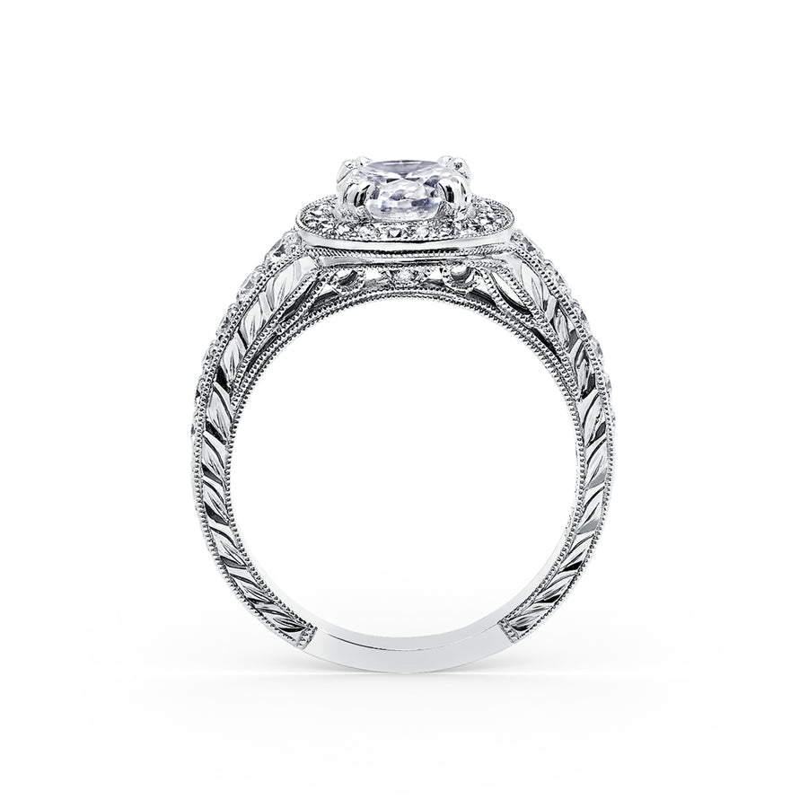 Kirk Kara CARMELLA halo Engagement Rings 18k Gold White 34DR .43 GRADUATED DIAMOND HALO RING