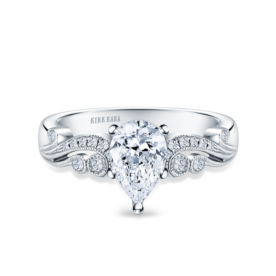 Kirk Kara ANGELIQUE Diamond Engagement Ring 18k Gold White 20DR 0.13ct