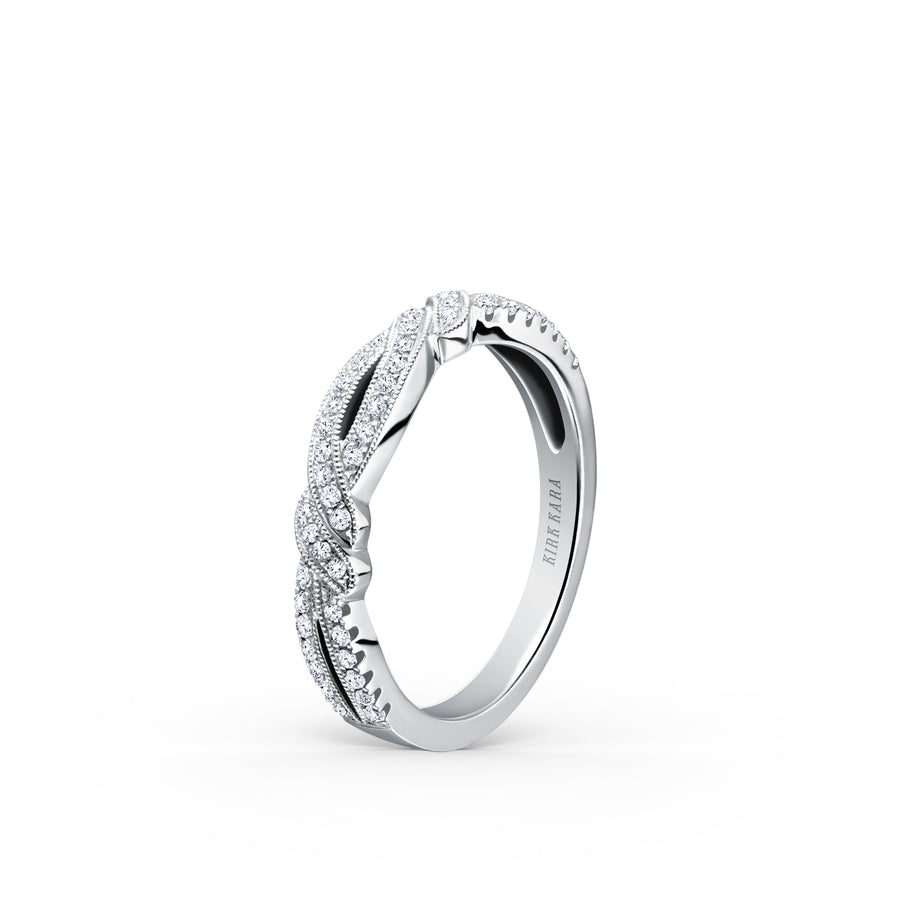 Kirk Kara PIROUETTA Diamond Wedding Bands 18k Gold White 52DR 0.23 THIN DIAMOND TWIST WEDDING BAND
