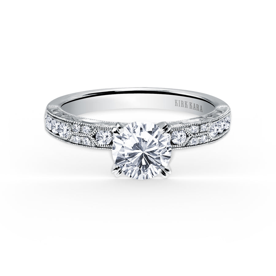Kirk Kara CHARLOTTE Diamond Engagement Rings 18k Gold White 18DR 0.30 DIAMOND CHANNEL RING
