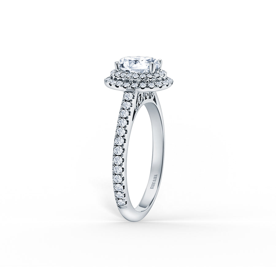 Kirk Kara CARMELLA double halo Engagement Rings 18k Gold White 74DR 0.52 DOUBLE HALO RING
