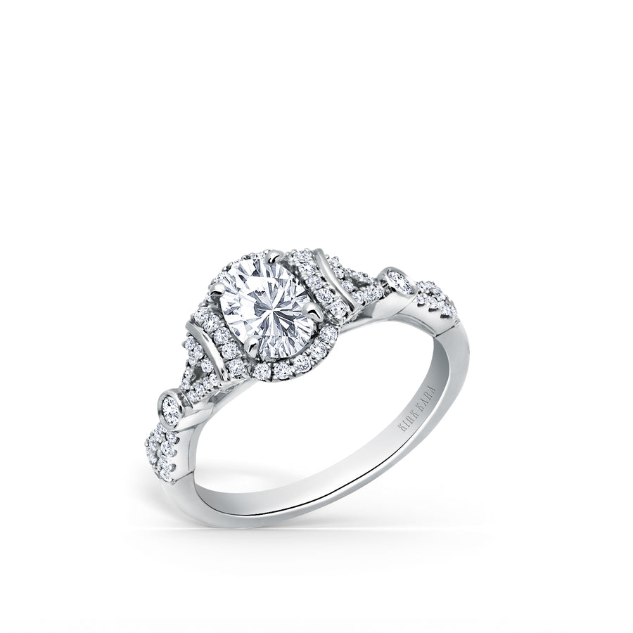 Kirk Kara LORI halo Engagement Rings 18k Gold White 62DR 0.29 BEZEL ACCENT HALO RING