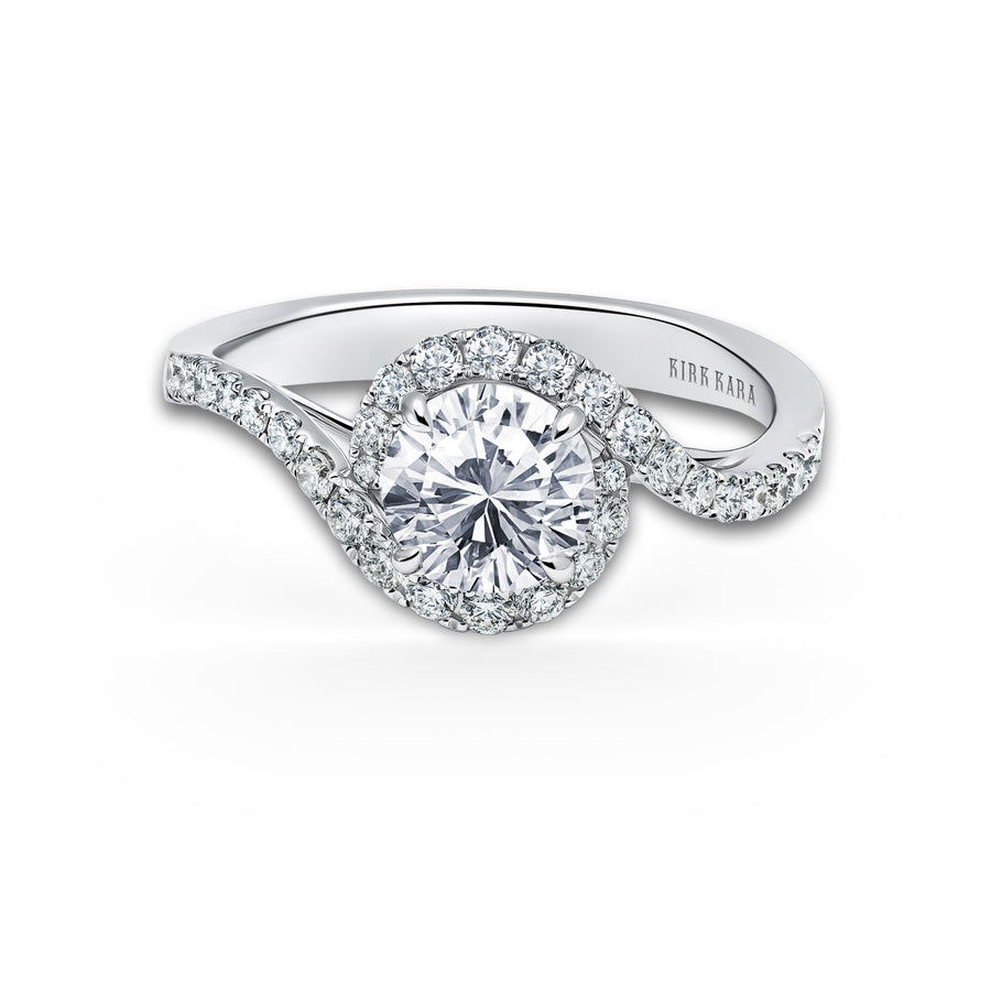 Kirk Kara PIROUETTA Bypass Engagement Rings 18k Gold White 32DR 0.43 BYPASS DIAMOND HALO RING