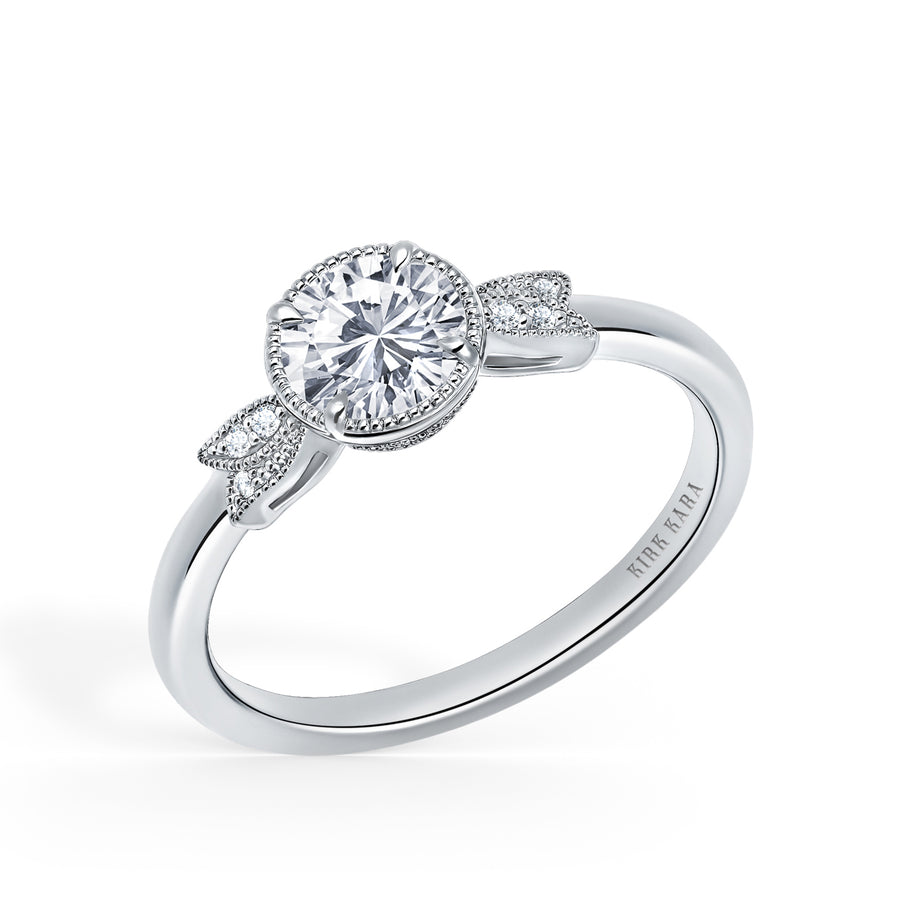Kirk Kara DAHLIA Diamond Engagement Rings 18k Gold White 10DR 0.04CT BEZEL HEAD RING