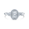 Kirk Kara ANGELIQUE halo Engagement Rings 18k Gold White 36DR 0.21CT PAVE HALO RING