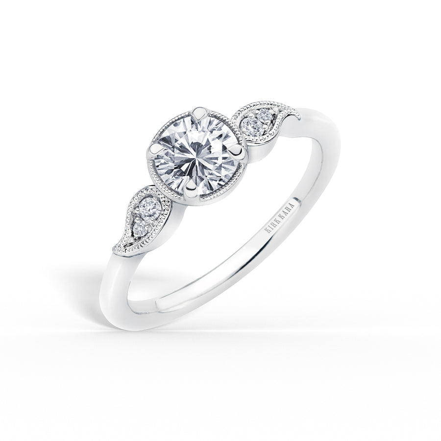 Kirk Kara RAYANA Diamond Engagement Rings 18k Gold White 4DR 0.04CT BEZEL HEAD RING