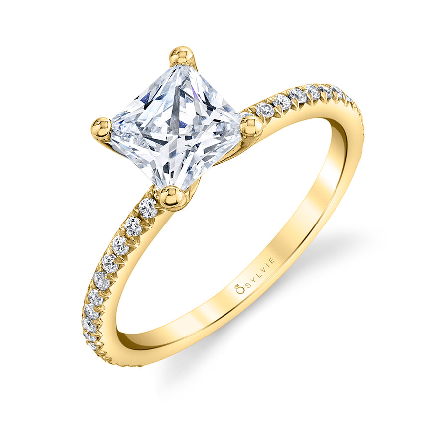 Princess Cut Classic Engagement Ring - Adorlee 14k Gold Yellow