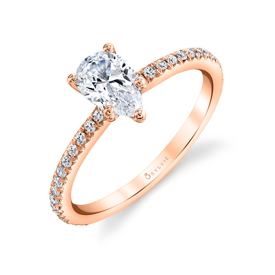 Pear Cut Classic Engagement Ring - Adorlee 18k Gold Rose