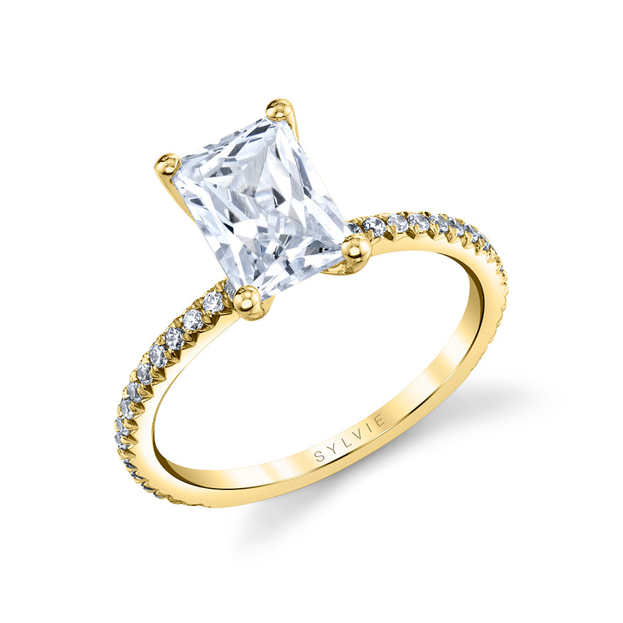 Radiant Cut Classic Engagement Ring - Adorlee 14k Gold Yellow