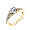 Round Cut Vintage Inspired Engagement Ring - Chereen 14k Gold Yellow