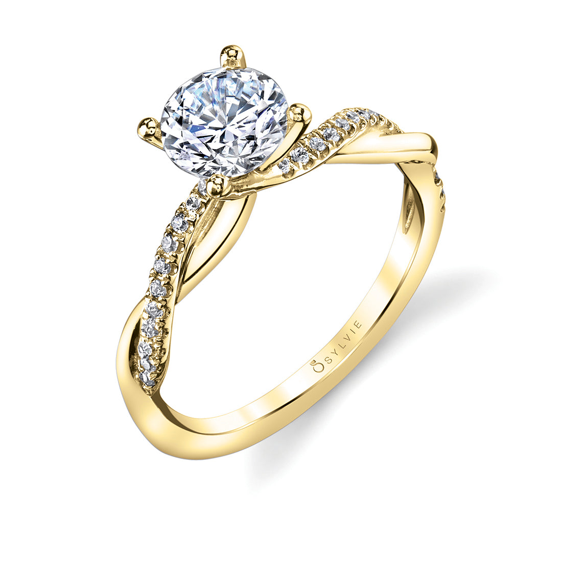 Sylvie Round Cut Diamond Spiral Engagement Ring - Yasmine 14k Gold Yellow