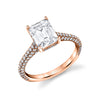 Emerald Cut Hidden Halo Pave Engagement Ring - Peighton 18k Gold Rose