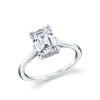 Emerald Cut Solitaire Hidden Halo Engagement Ring - Carter 18k Gold White