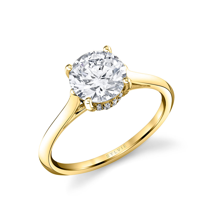 Round Cut Solitaire Hidden Halo Engagement Ring - Carter 14k Gold Yellow