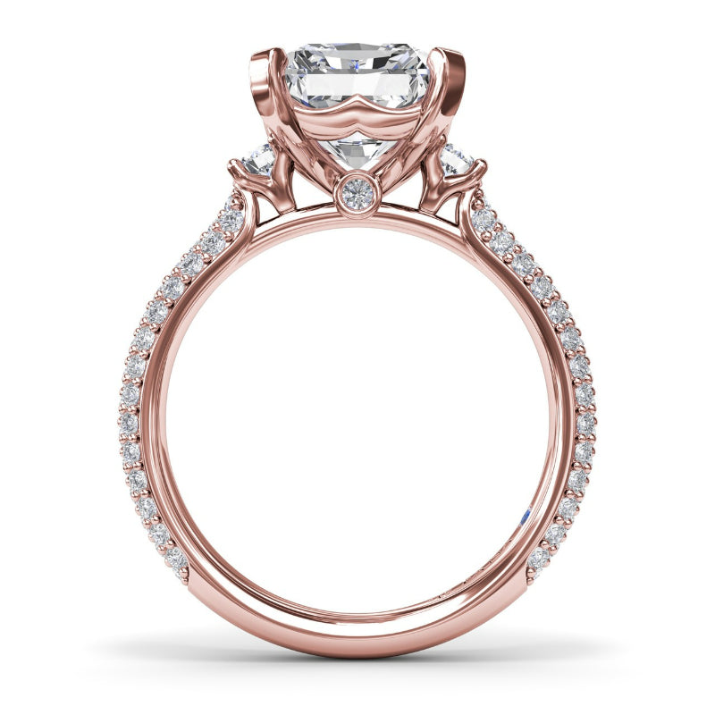 Fana Side Stone Pave Diamond Engagement Ring