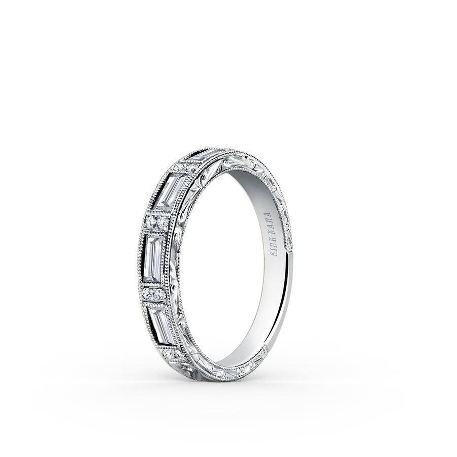 Kirk Kara CHARLOTTE Diamond Wedding Bands 18k Gold White 4DB 0.42 10DR 0.08 DIAMOND WEDDING BAND