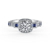 Kirk Kara CARMELLA halo Engagement Rings 18k Gold White 8DP 0.16 28DR 0.304 BLUE SAP BG HALO RING