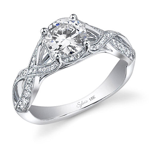 0.38tw Semi-Mount Engagement Ring With  1ct Round Head