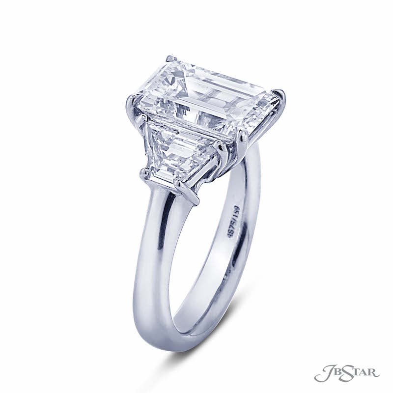 JB Star Platinum Sidestone Engagement Ring
